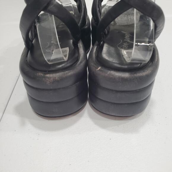 Free People Sandals Womens Size 7 EU 38 Black Platform Crisscross Ankle Strap - Picture 4 of 13